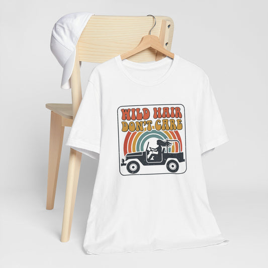 Wild Hair Don’t Care Graphic Tee | Retro Rainbow Boho